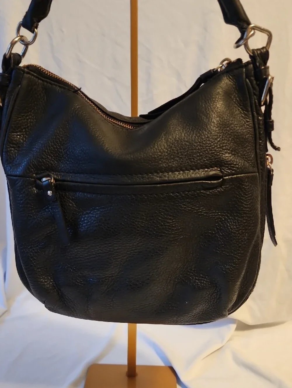 Kate Spade Black Pebbled Leather Hobo with Gold Hardware